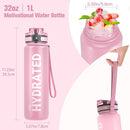 Sahara Sailor Water Bottle 32oz, Durable and Leakproof Water Bottles Motivational with Time Marker, Tritan