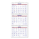 AT-A-GLANCE® Move-A-Page Three-Month Wall Calendar, 12 x 27, White/Red/Blue Sheets,