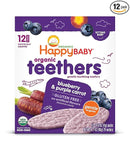 Happy Baby Gentle Teethers Organic Teething Wafers Blueberry Purple Carrot, 0.14 Ounce Packets (Box of 12)