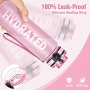 Sahara Sailor Water Bottle 32oz, Durable and Leakproof Water Bottles Motivational with Time Marker, Tritan